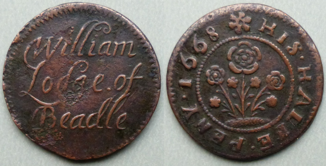 Bedale, William Lodge 1668 halfpenny